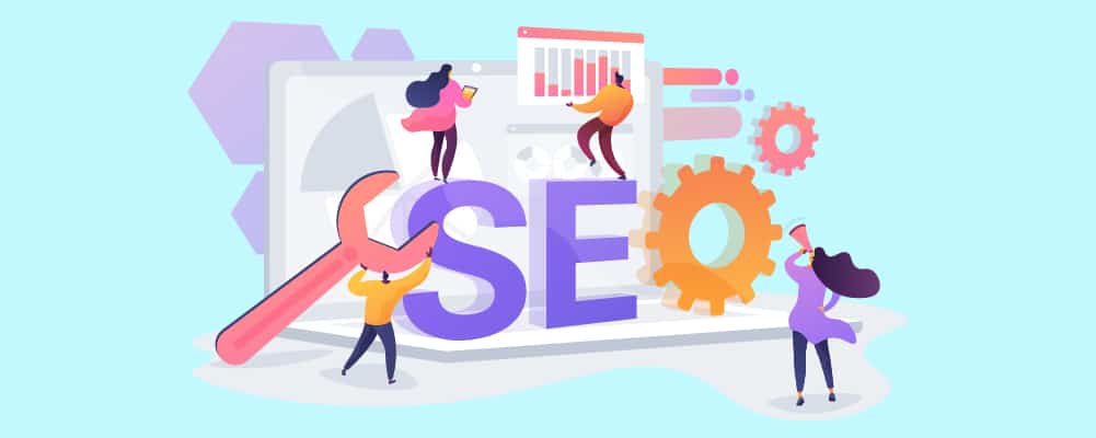 A group of people optimizing for SEO